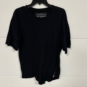 Black Short Sleeve Tee With Zippers on sides